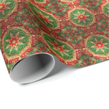 Rood groen decoratief kerstcadeaupapier
