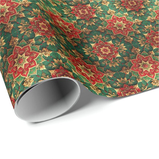 Rood groen decoratief kerstcadeaupapier cadeaupapier (Rol Hoek)