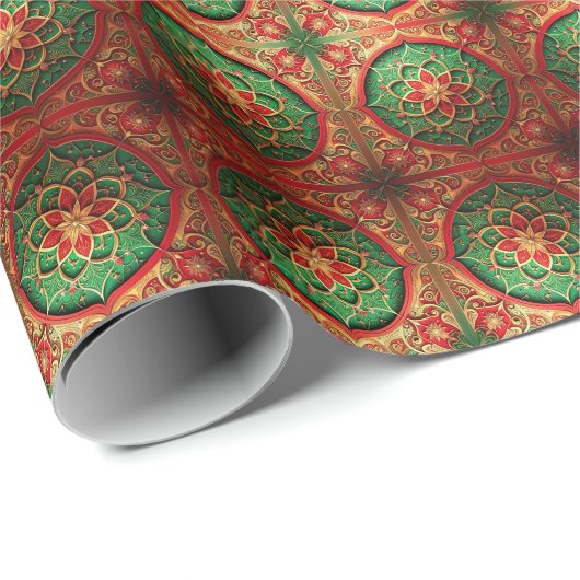 Rood groen decoratief kerstcadeaupapier cadeaupapier (Rol Hoek)