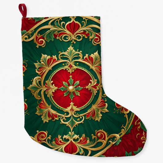 Rood Groen Decoratieve Kerst Vakantie Stocking Grote Kerstsok (Voorkant)