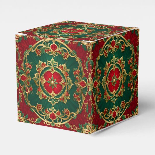 Rood Groen Decoratieve Kerstvakantie Cadeaubox Bedankdoosjes (Voorkant Zijde)