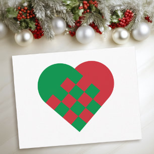 Rood Groen Deens Hart Feestdagenkaart