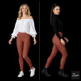 Rood Groen Diagonaal Geruit Cirkelvormige Vervormi Leggings