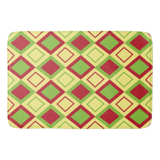Rood Groen Diamant Geometrisch Badmat (Voorkant)