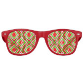 Rood & Groen Diamant Geometrisch Retro Zonnebril (Voorkant)