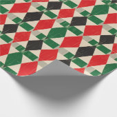 Rood & Groen Diamant Harlekijnpatroon Cadeaupapier (Hoek)