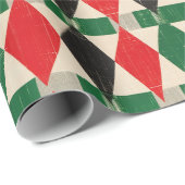Rood & Groen Diamant Harlekijnpatroon Cadeaupapier (Rol Hoek)