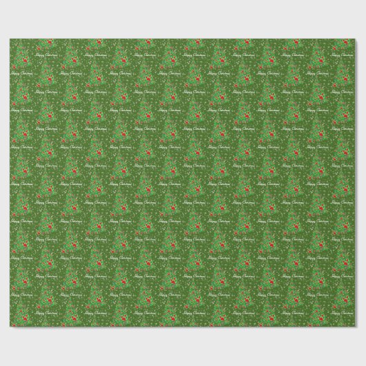 Rood groen dierenpapier met kerstbomen cadeaupapier (Vlak)