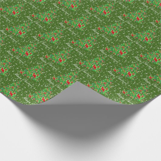 Rood groen dierenpapier met kerstbomen cadeaupapier (Hoek)