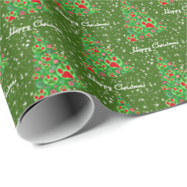 Rood groen dierenpapier met kerstbomen cadeaupapier