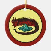 rood groen draak dame art nouveau stijl keramisch ornament (Voorkant)