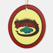 rood groen draak dame art nouveau stijl keramisch ornament (Links)