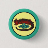  rood groen draak dame art nouveau stijl ronde button 3,2 cm (Voorkant)