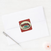 rood groen draak dame art nouveau stijl vierkante sticker (Envelop)
