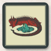  Rood Groen Draak Dame Vector Art Nouveau Bier Onderzetter (Voorkant)