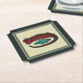  Rood Groen Draak Dame Vector Art Nouveau Kartonnen Onderzetters (Gekanteld)