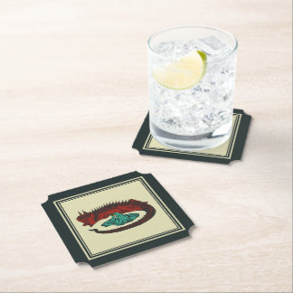 Rood Groen Draak Dame Vector Art Nouveau Kartonnen Onderzetters