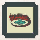  Rood Groen Draak Dame Vector Art Nouveau Kartonnen Onderzetters (Voorkant)