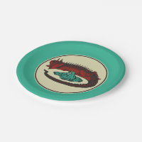 Rood Groen Draak Dame Vector Art Nouveau