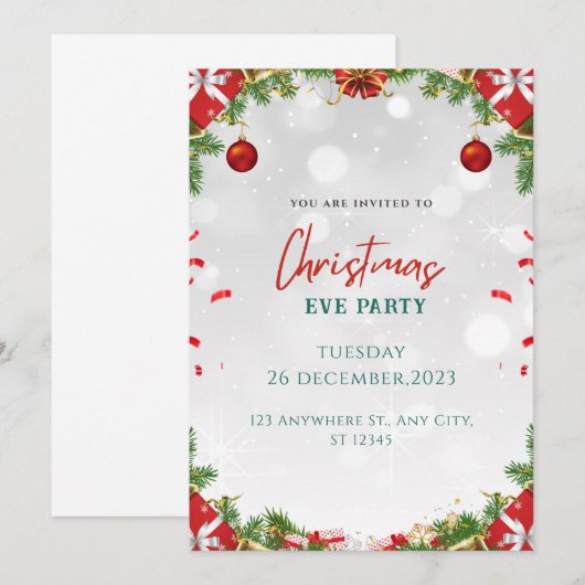 Rood & Groen Eenvoudig Kerstfeest Kaart (Voorkant / Achterkant)