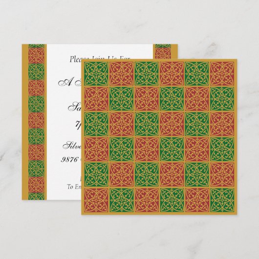 Rood Groen Eenvoudig Vakantieplein Uitnodiging (Voorkant / Achterkant)