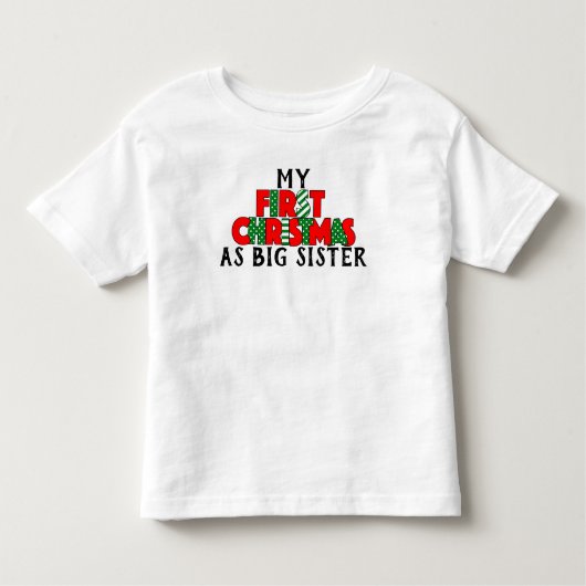 Rood & Groen Eerste Kerstdag voor Big Sister Kinder Shirts (Voorkant)