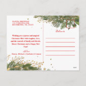 Rood Groen Elegant Kerstkrans Botanisch Feestdagenkaart (Achterkant)