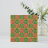 Rood Groen Elegant Tegel Pattern Vakantieplein Kaart (Staand voorkant)