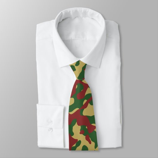 Rood, groen en beige camouflagepatroon stropdas (Gebonden)