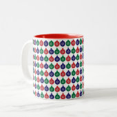 Rood groen en blauw Bauble patroon Tweekleurige Koffiemok (Voorkant links)