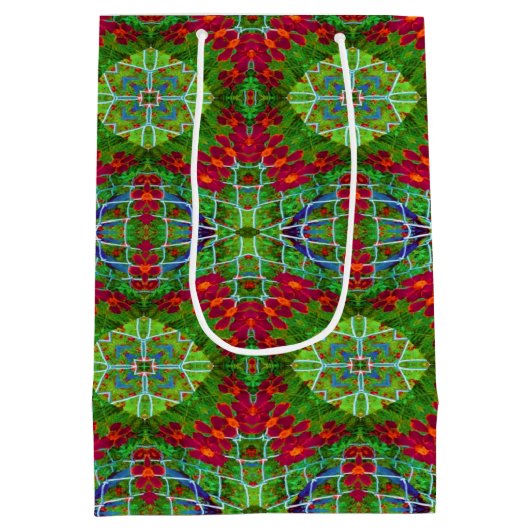 Rood, groen en blauw geometrisch medium cadeauzakje (Achterkant)