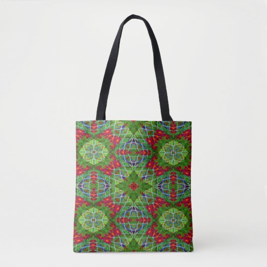 Rood, groen en blauw geometrisch tote bag (Voorkant)