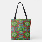 Rood, groen en blauw geometrisch tote bag (Achterkant)