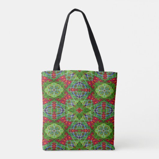 Rood, groen en blauw geometrisch tote bag (Achterkant)