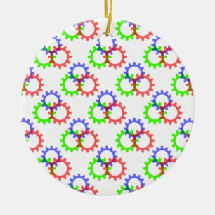 Rood, groen en blauw vistuig keramisch ornament