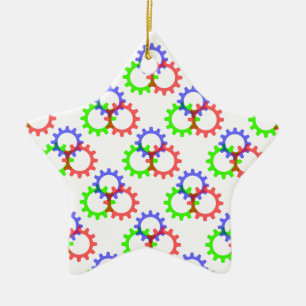 Rood, groen en blauw vistuig keramisch ornament