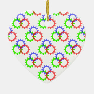 Rood, groen en blauw vistuig keramisch ornament