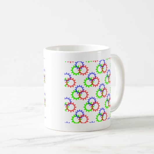 Rood, groen en blauw vistuig koffiemok (Voorkant rechts)