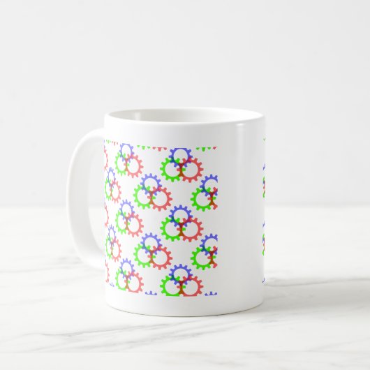 Rood, groen en blauw vistuig koffiemok (Voorkant links)