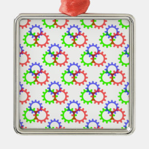 Rood, groen en blauw vistuig metalen ornament