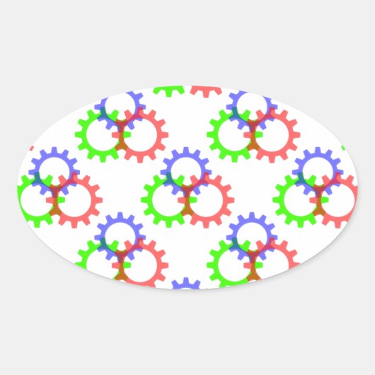 Rood, groen en blauw vistuig ovale sticker (Voorkant)