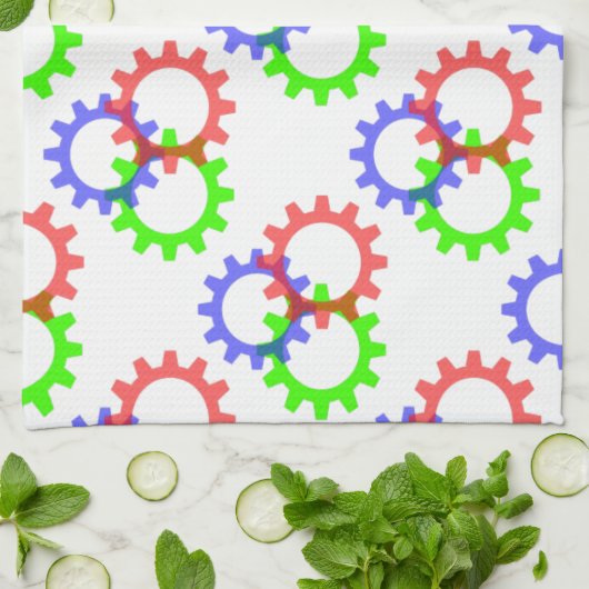 Rood, groen en blauw vistuig theedoek (Gevouwen)