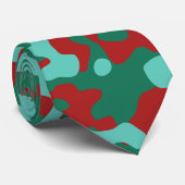 Rood, groen en Blauwgroen camouflagepatroon Stropdas (Opgerold)
