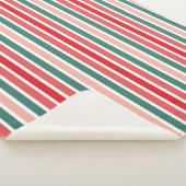 Rood Groen en Blush Gestreept Feestelijk Sherpa Deken (3/4)