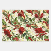 Rood Groen en Cream Artsy Swirls Inpakpapier Vel (Voorkant)