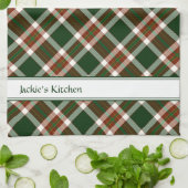 Rood, groen en cream-spelden theedoek (Gevouwen)