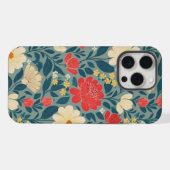 Rood, Groen en Crème Bloemen Chinoiserie iPhone Hoesje (Achterkant horizontaal)