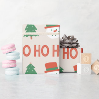 Rood groen en crème Speelse moderne sneeuwman Kers Cadeaupapier