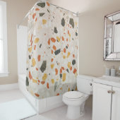 Rood, groen en geel van de terrazzozkleurige kleur douchegordijn (In situ)