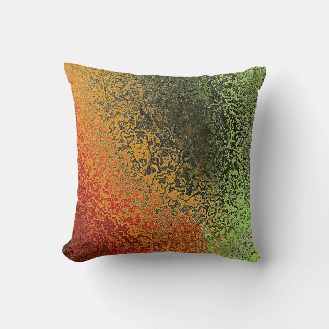 Rood Groen En Goud Patroon Kussen (Voorkant)